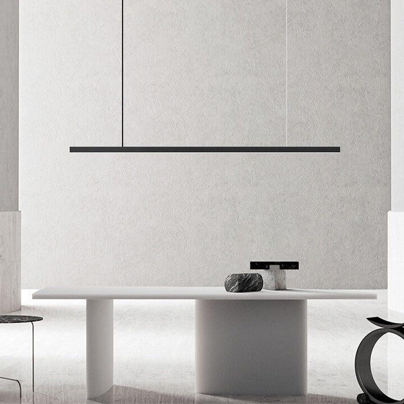 Contemporary Linear LED Hanging Pendant Lights in Black for Dining Room