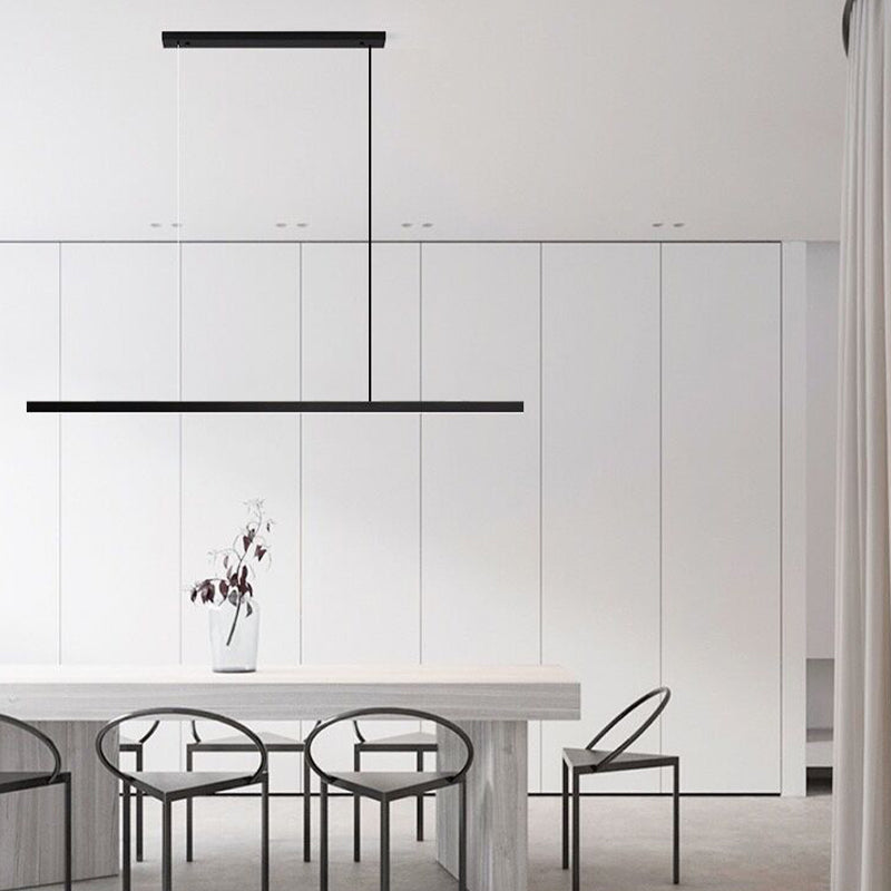 Contemporary Linear LED Hanging Pendant Lights in Black for Dining Room