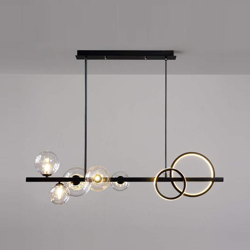 Contemporary Globe Glass Hanging Pendant Lights in Black for Dining Room
