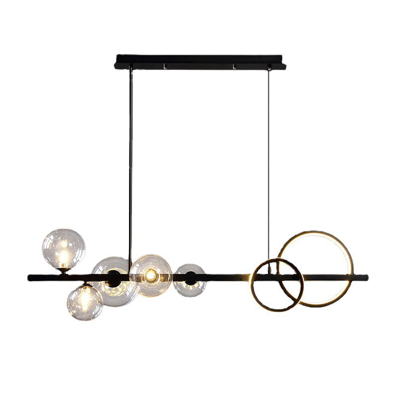 Contemporary Globe Glass Hanging Pendant Lights in Black for Dining Room