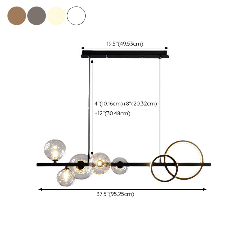 Contemporary Globe Glass Hanging Pendant Lights in Black for Dining Room