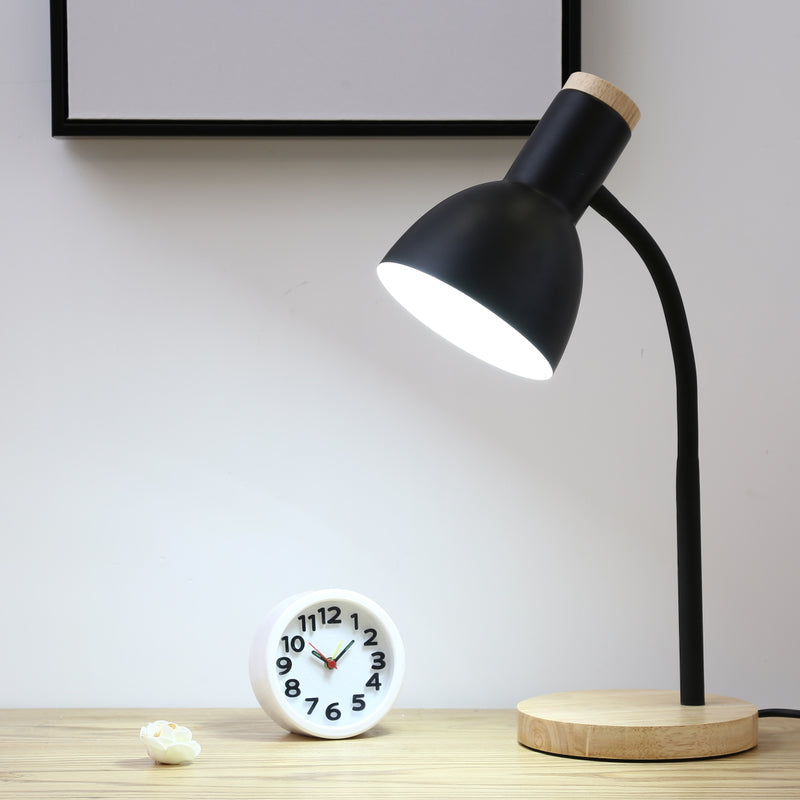 Modern Style Dome Table Light 1 Head Metallic Standing Table Lamp in Mystic Black/White for Study Room Clearhalo 'Desk Lamps' 'Lamps' Lighting' 773360
