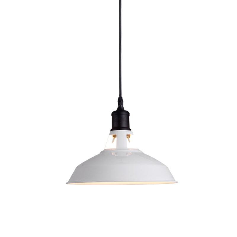 White 1 Bulb Ceiling Pendant Retro Stylish Metal Barn Lampshade Suspended Light with Adjustable Cord, 10.5"/12"/15" W Clearhalo 'Art Deco Pendants' 'Cast Iron' 'Ceiling Lights' 'Ceramic' 'Crystal' 'Industrial Pendants' 'Industrial' 'Metal' 'Middle Century Pendants' 'Pendant Lights' 'Pendants' 'Tiffany' Lighting' 773396