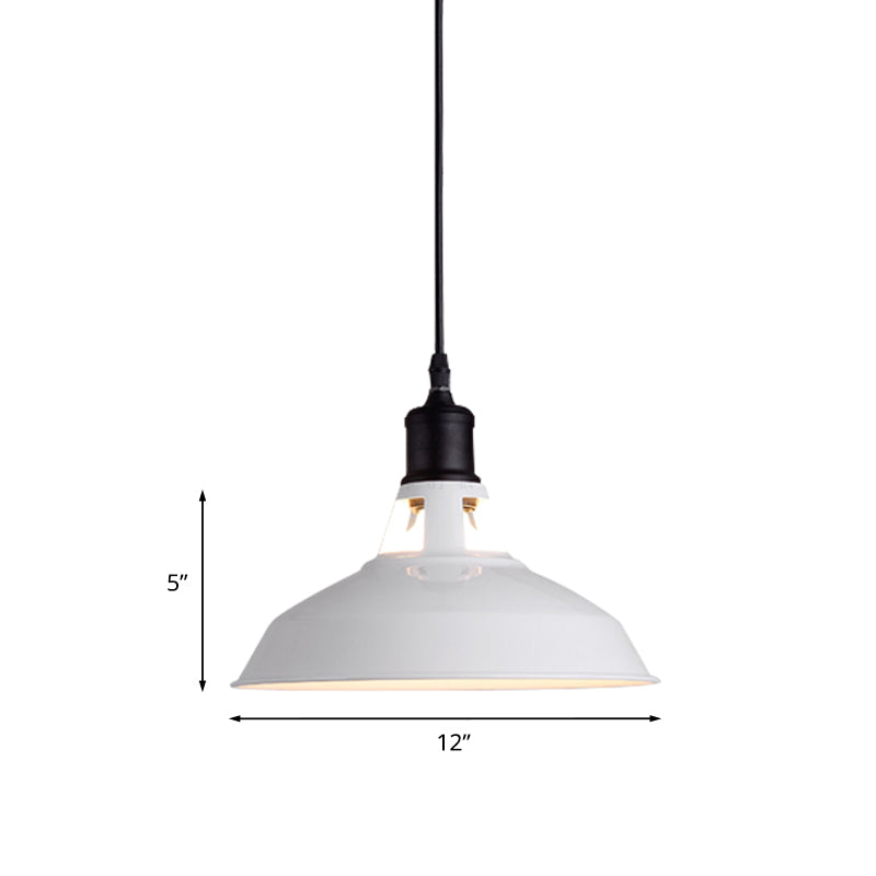 White 1 Bulb Ceiling Pendant Retro Stylish Metal Barn Lampshade Suspended Light with Adjustable Cord, 10.5"/12"/15" W Clearhalo 'Art Deco Pendants' 'Cast Iron' 'Ceiling Lights' 'Ceramic' 'Crystal' 'Industrial Pendants' 'Industrial' 'Metal' 'Middle Century Pendants' 'Pendant Lights' 'Pendants' 'Tiffany' Lighting' 773398