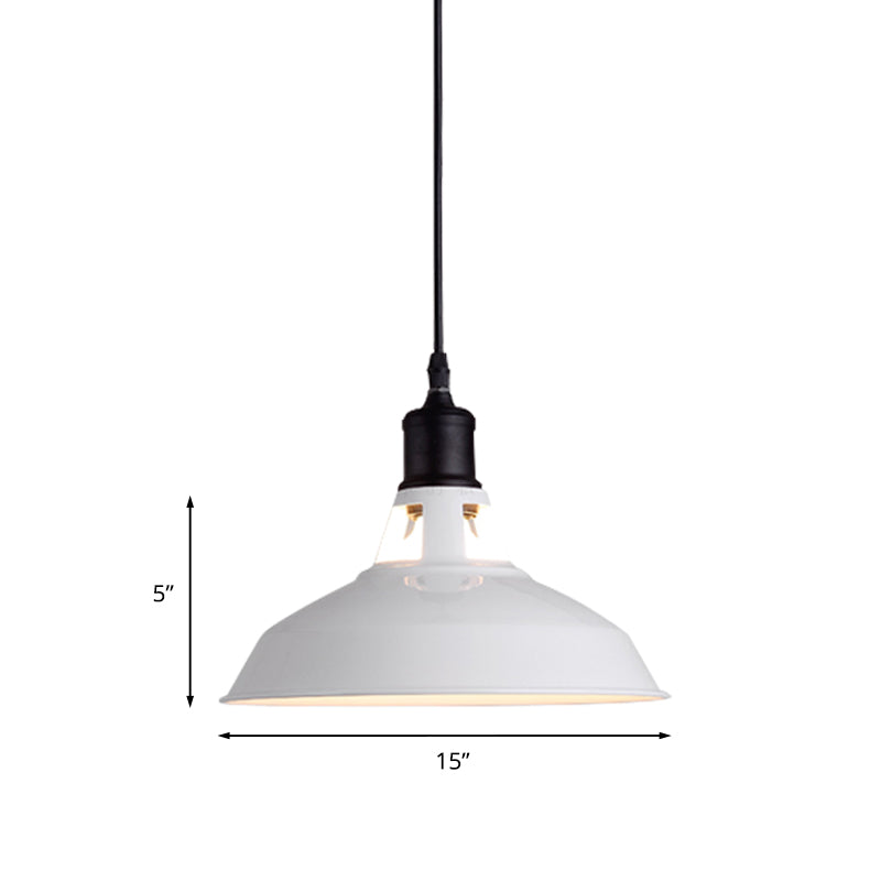 White 1 Bulb Ceiling Pendant Retro Stylish Metal Barn Lampshade Suspended Light with Adjustable Cord, 10.5"/12"/15" W Clearhalo 'Art Deco Pendants' 'Cast Iron' 'Ceiling Lights' 'Ceramic' 'Crystal' 'Industrial Pendants' 'Industrial' 'Metal' 'Middle Century Pendants' 'Pendant Lights' 'Pendants' 'Tiffany' Lighting' 773399