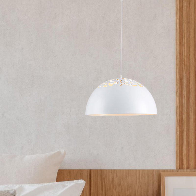 14"/16"/20.5" W Domed Metal Pendant Lamp Modern Style 1 Bulb Dining Table Hanging Ceiling Light in White/Black Clearhalo 'Art Deco Pendants' 'Black' 'Cast Iron' 'Ceiling Lights' 'Ceramic' 'Crystal' 'Industrial Pendants' 'Industrial' 'Metal' 'Middle Century Pendants' 'Pendant Lights' 'Pendants' 'Rustic Pendants' 'Tiffany' Lighting' 773408
