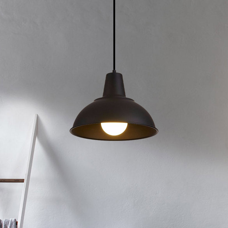 Antique Stylish Domed Suspension Light 1 Bulb Metallic Ceiling Pendant with Hanging Cord in Black/White Clearhalo 'Art Deco Pendants' 'Cast Iron' 'Ceiling Lights' 'Ceramic' 'Crystal' 'Industrial Pendants' 'Industrial' 'Metal' 'Middle Century Pendants' 'Modern Pendants' 'Modern' 'Pendant Lights' 'Pendants' 'Tiffany' Lighting' 773594
