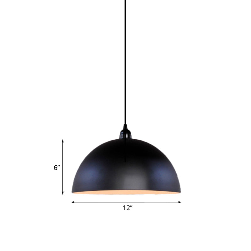 Dome Shade Iron Pendant Lighting Industrial 1 Bulb Dining Table Hanging Ceiling Light in Black Clearhalo 'Art Deco Pendants' 'Black' 'Cast Iron' 'Ceiling Lights' 'Ceramic' 'Crystal' 'Industrial Pendants' 'Industrial' 'Metal' 'Middle Century Pendants' 'Pendant Lights' 'Pendants' 'Rustic Pendants' 'Tiffany' Lighting' 773657