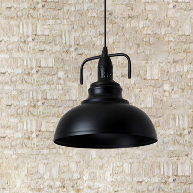 Black Dome Shade Ceiling Pendant Industrial Metal 11.5"/14" W 1 Light Living Room Pendant Light Fixture with Adjustable Cord Black Clearhalo 'Art Deco Pendants' 'Black' 'Cast Iron' 'Ceiling Lights' 'Ceramic' 'Crystal' 'Industrial Pendants' 'Industrial' 'Metal' 'Middle Century Pendants' 'Pendant Lights' 'Pendants' 'Rustic Pendants' 'Tiffany' Lighting' 773693