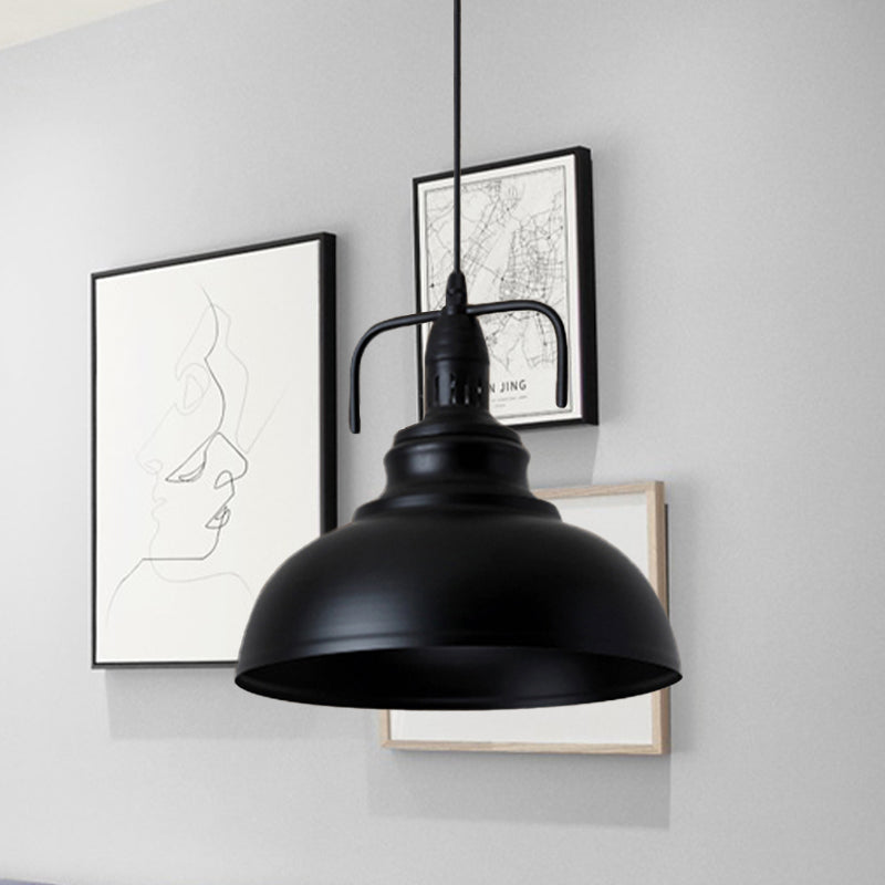 Black Dome Shade Ceiling Pendant Industrial Metal 11.5"/14" W 1 Light Living Room Pendant Light Fixture with Adjustable Cord Clearhalo 'Art Deco Pendants' 'Black' 'Cast Iron' 'Ceiling Lights' 'Ceramic' 'Crystal' 'Industrial Pendants' 'Industrial' 'Metal' 'Middle Century Pendants' 'Pendant Lights' 'Pendants' 'Rustic Pendants' 'Tiffany' Lighting' 773695