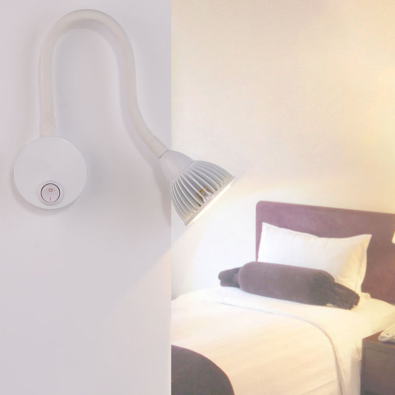 Dome Aluminum Wall Sconce Light Modern Style LED Adjustable White Wall Lighting with/without Switch, Warm/White Light White With Switch Clearhalo 'Cast Iron' 'Glass' 'Industrial' 'Modern wall lights' 'Modern' 'Tiffany' 'Traditional wall lights' 'Wall Lamps & Sconces' 'Wall Lights' Lighting' 773961
