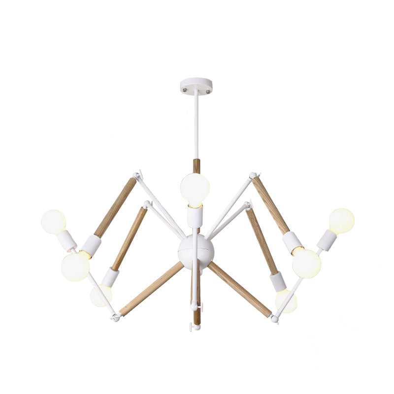 Spider Shape Suspension Light 8/10/12/16-Head Contemporary Metal Chandelier in Black/White for Living Room Clearhalo 'Carpenter Chandeliers' 'Ceiling Lights' 'Chandeliers' 'Industrial' 'Modern Chandeliers' 'Modern' Lighting' 773972