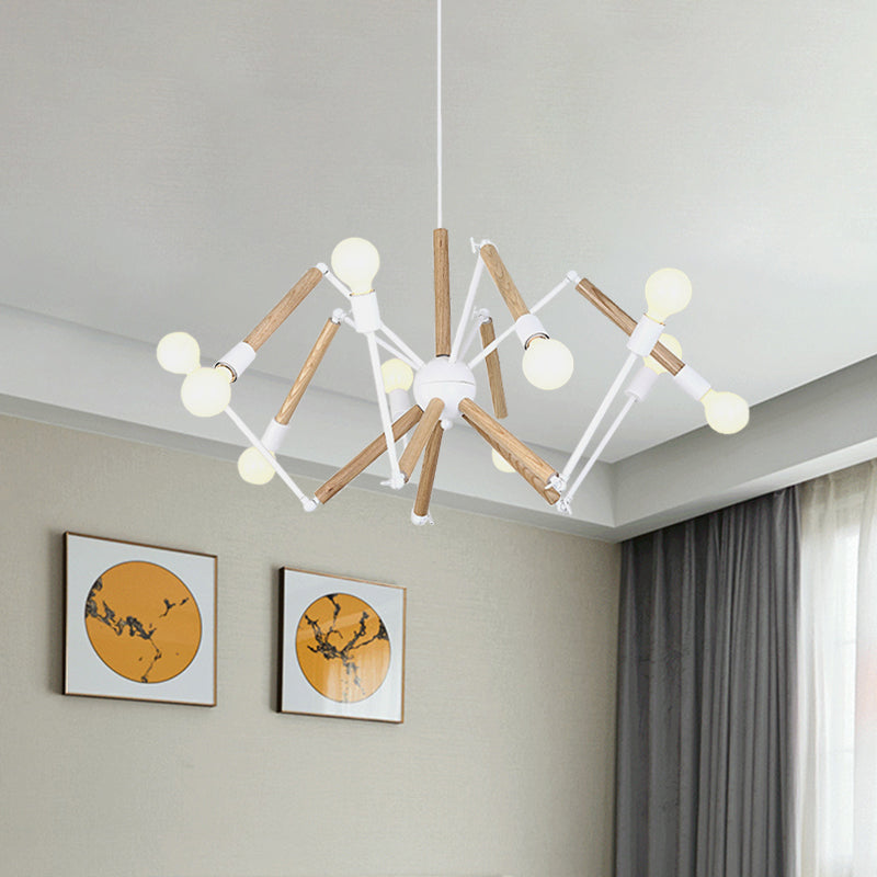Spider Shape Suspension Light 8/10/12/16-Head Contemporary Metal Chandelier in Black/White for Living Room Clearhalo 'Carpenter Chandeliers' 'Ceiling Lights' 'Chandeliers' 'Industrial' 'Modern Chandeliers' 'Modern' Lighting' 773978