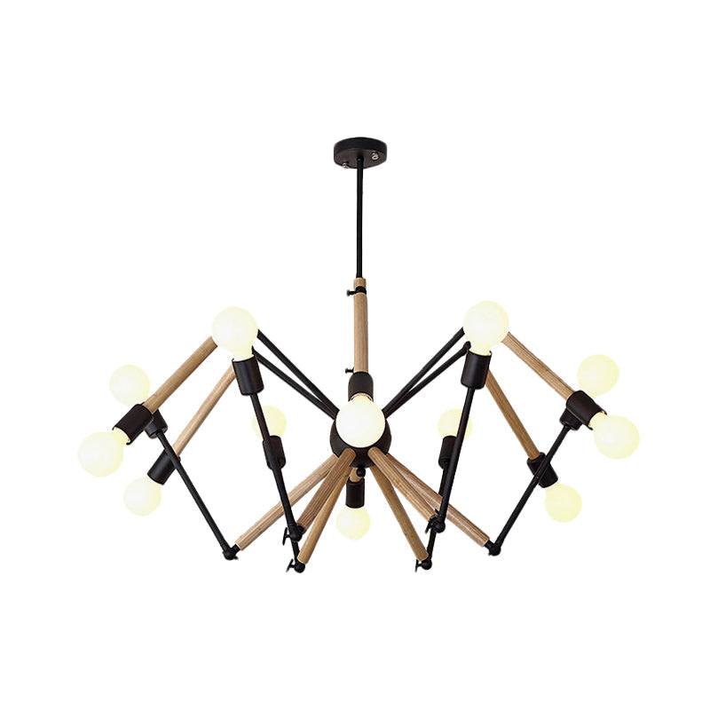 Spider Shape Suspension Light 8/10/12/16-Head Contemporary Metal Chandelier in Black/White for Living Room Clearhalo 'Carpenter Chandeliers' 'Ceiling Lights' 'Chandeliers' 'Industrial' 'Modern Chandeliers' 'Modern' Lighting' 773982