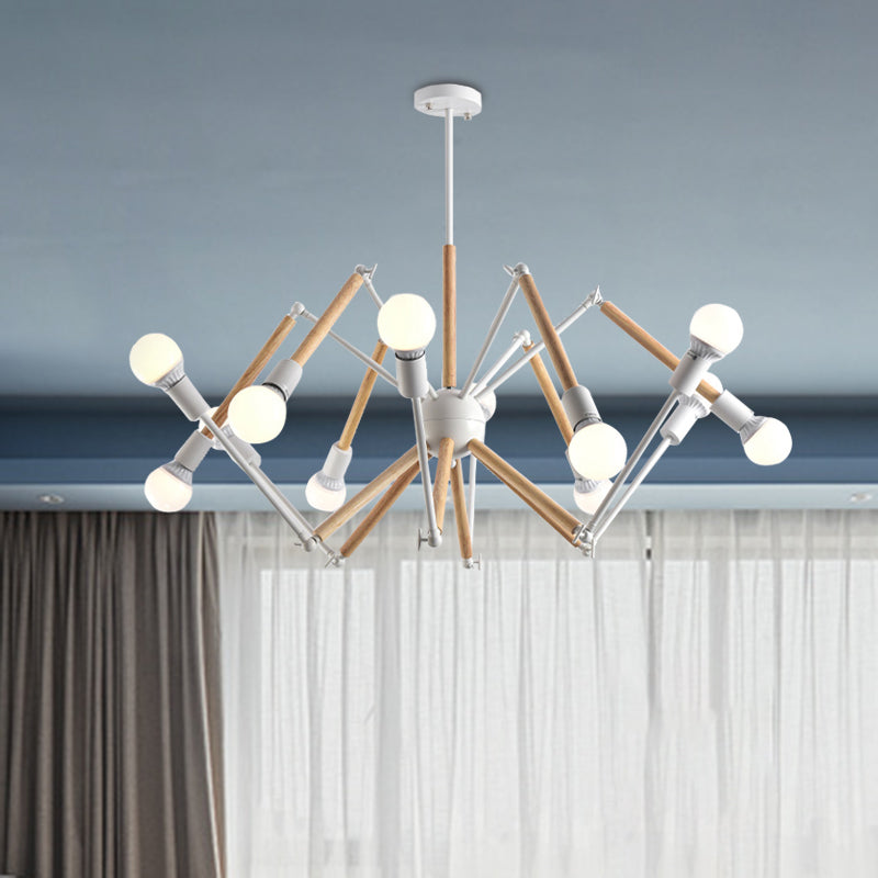 Spider Shape Suspension Light 8/10/12/16-Head Contemporary Metal Chandelier in Black/White for Living Room Clearhalo 'Carpenter Chandeliers' 'Ceiling Lights' 'Chandeliers' 'Industrial' 'Modern Chandeliers' 'Modern' Lighting' 773985