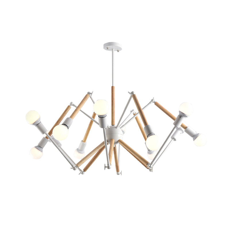 Spider Shape Suspension Light 8/10/12/16-Head Contemporary Metal Chandelier in Black/White for Living Room Clearhalo 'Carpenter Chandeliers' 'Ceiling Lights' 'Chandeliers' 'Industrial' 'Modern Chandeliers' 'Modern' Lighting' 773986