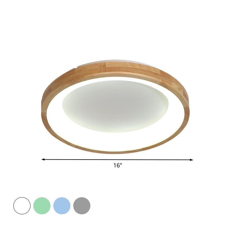 12"/16"/19.5" Wide Dented Circular LED Flush-mount Light Nordic Style Wood and Acrylic Ceiling Light for Hallway Clearhalo 'Ceiling Lights' 'Close To Ceiling Lights' 'Close to ceiling' 'Flush mount' Lighting' 774019