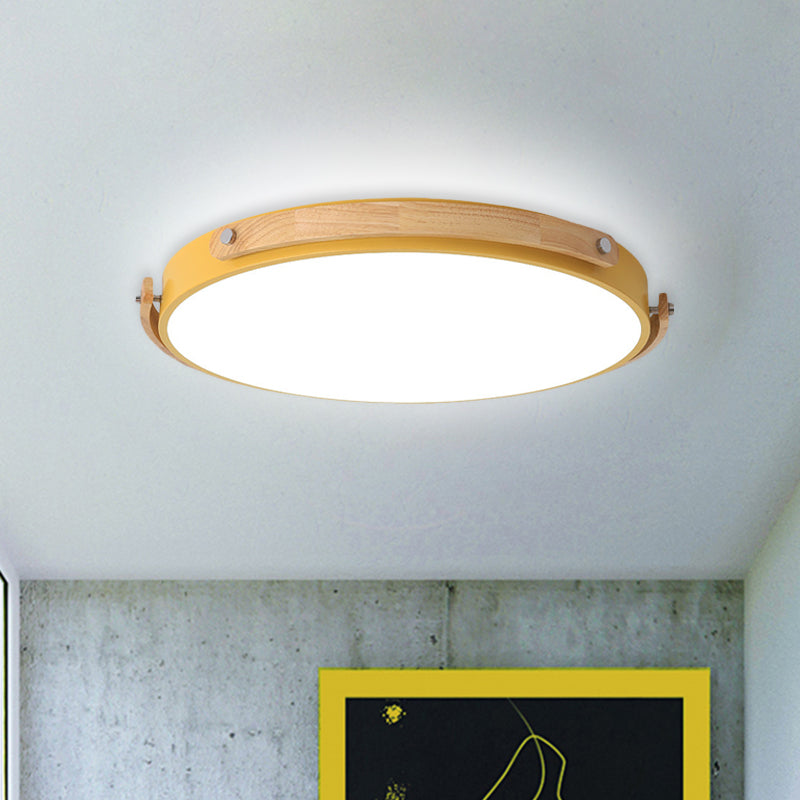 Acrylic Circular LED Flush Ceiling Light Kid Bedroom Hallway Macaron Stylish Ceiling Lamp Yellow Clearhalo 'Ceiling Lights' 'Close To Ceiling Lights' 'Close to ceiling' 'Flush mount' Lighting' 774384