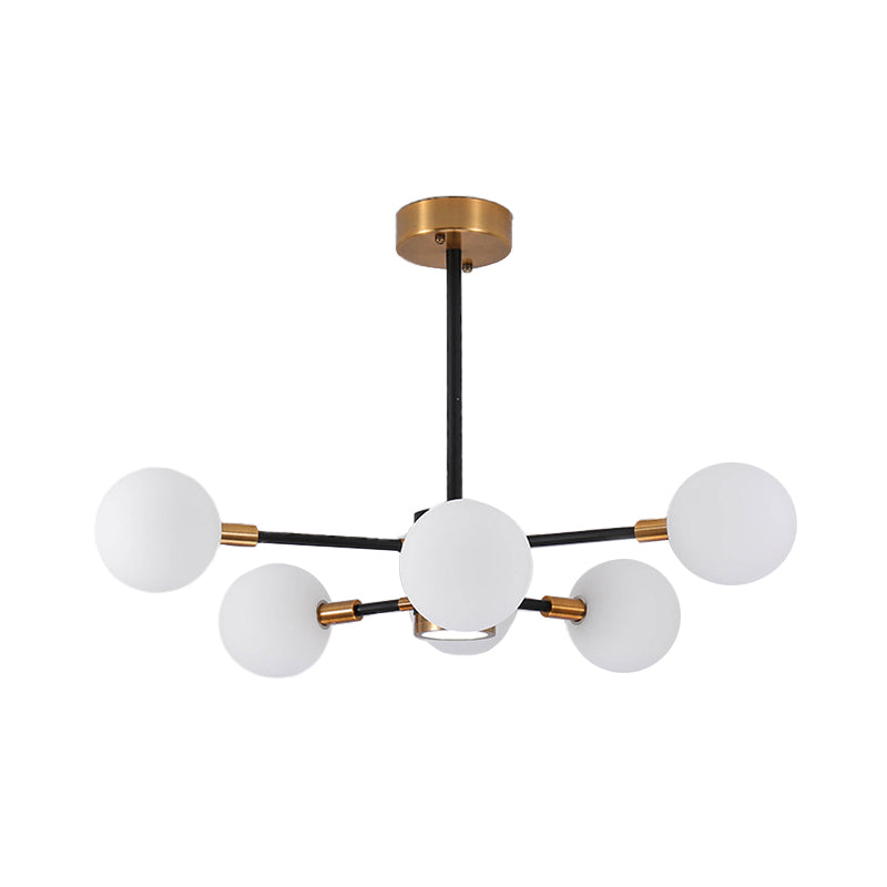 Modern Bubble Shade Chandelier with Clear/White Glass Shade 6/8 Lights Black Arm Pendant Light for Living Room Clearhalo 'Ceiling Lights' 'Chandeliers' 'Clear' 'Industrial' 'Modern Chandeliers' 'Modern' 'Tiffany' 'Traditional Chandeliers' Lighting' 774467