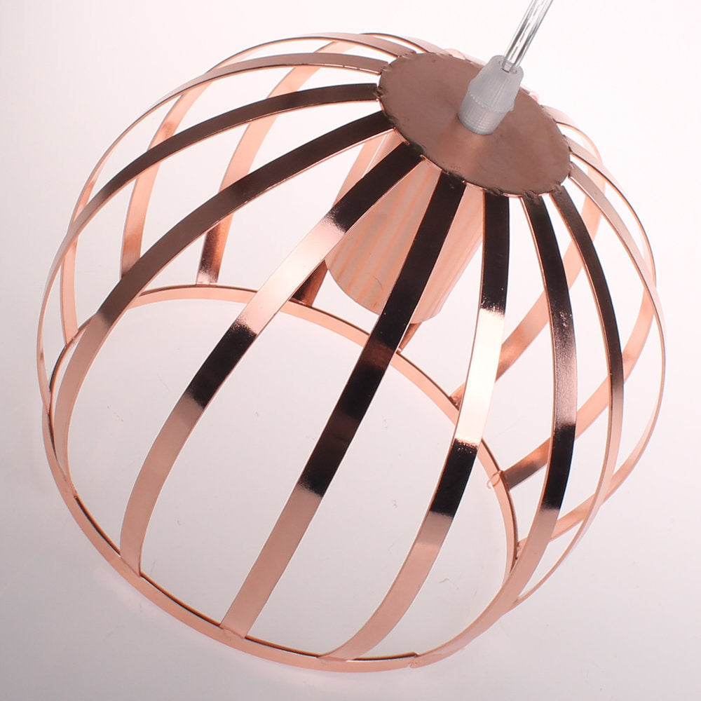 Domed Metal Hanging Lamp with Wire Cage Shade Industrial 3 Heads Living Room Ceiling Pendant in Copper Clearhalo 'Art Deco Pendants' 'Cast Iron' 'Ceiling Lights' 'Ceramic' 'Crystal' 'Industrial Pendants' 'Industrial' 'Metal' 'Middle Century Pendants' 'Pendant Lights' 'Pendants' 'Tiffany' Lighting' 77674