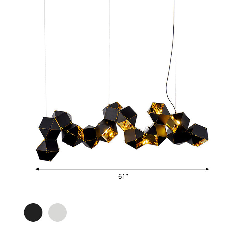 8/12 Heads Multifaceted Metal Chandelier Light Modern Black/White Dining Room Pendant Light Fixture Clearhalo 'Ceiling Lights' 'Chandeliers' 'Modern Chandeliers' 'Modern' Lighting' 780568