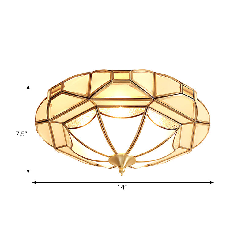 Geometric Bedroom Ceiling Mounted Light Colonial Style Metal 4 Bulbs Brass Flushmount Lamp Clearhalo 'Ceiling Lights' 'Close To Ceiling Lights' 'Close to ceiling' 'Flush mount' Lighting' 780742