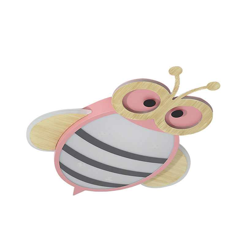 White/Pink/Blue Honeybee Flush Mount Cartoon Iron LED Ceiling Light Fixture for Kids Bedroom Clearhalo 'Ceiling Lights' 'Close To Ceiling Lights' 'Close to ceiling' 'Flush mount' Lighting' 785563
