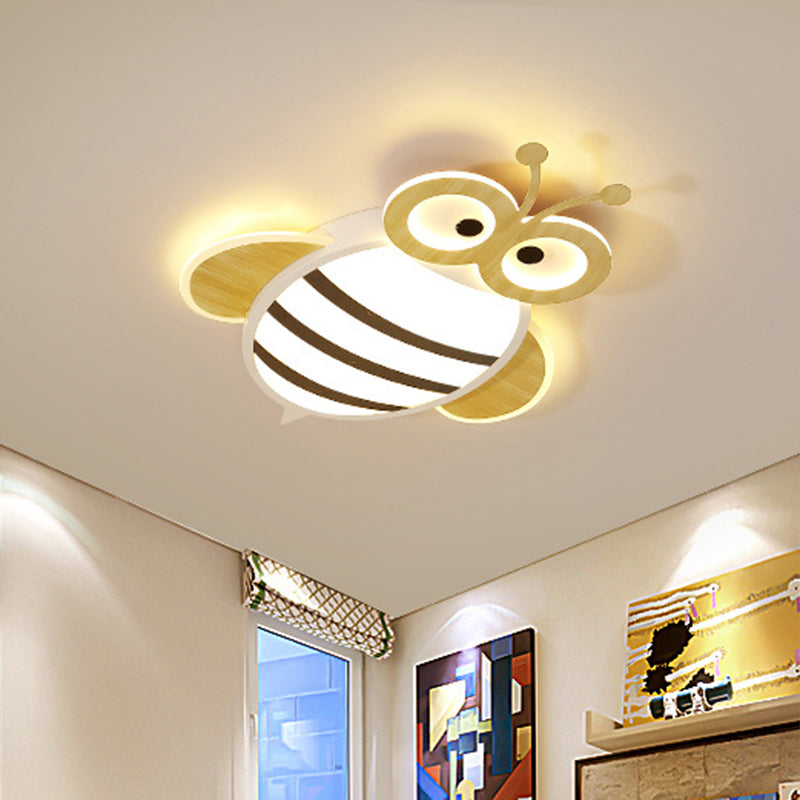 White/Pink/Blue Honeybee Flush Mount Cartoon Iron LED Ceiling Light Fixture for Kids Bedroom Clearhalo 'Ceiling Lights' 'Close To Ceiling Lights' 'Close to ceiling' 'Flush mount' Lighting' 785566
