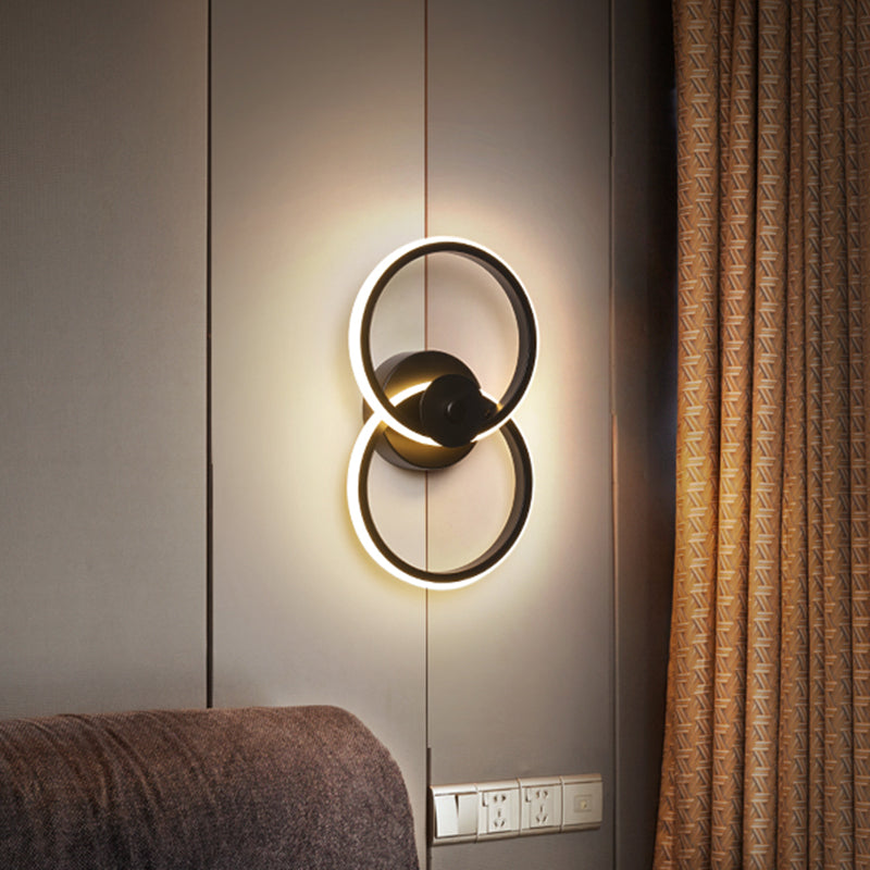Ring Flush Mount Wall Sconce Minimalist Acrylic Black/White LED Wall Lighting Ideas in Warm/White Light Black Warm Clearhalo 'Modern wall lights' 'Modern' 'Wall Lamps & Sconces' 'Wall Lights' Lighting' 785941