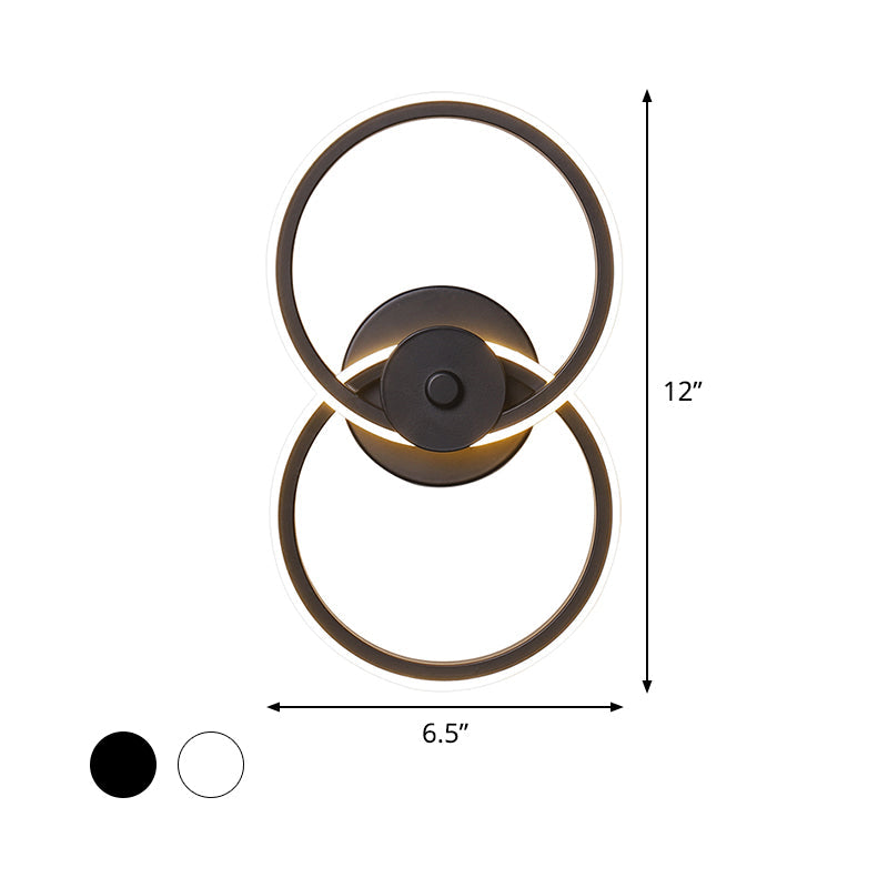 Ring Flush Mount Wall Sconce Minimalist Acrylic Black/White LED Wall Lighting Ideas in Warm/White Light Clearhalo 'Modern wall lights' 'Modern' 'Wall Lamps & Sconces' 'Wall Lights' Lighting' 785944