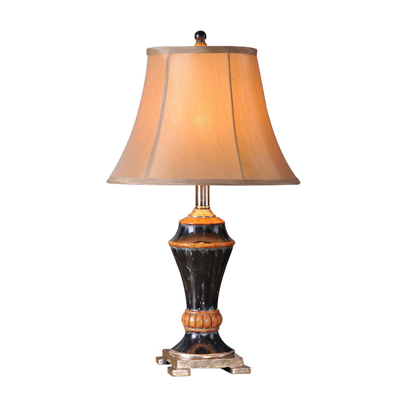 Flared Family Room Table Lamp Traditional Fabric 1-Light Khaki Nightstand Light Clearhalo 'Lamps' 'Table Lamps' Lighting' 786336