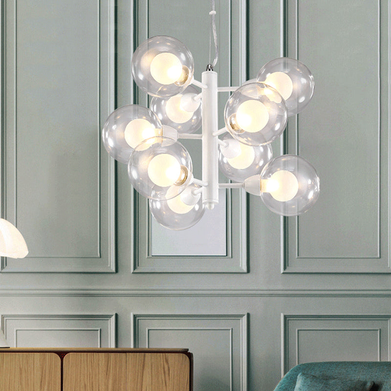 White Double Bubble Hanging Chandelier Modernist 9 Bulbs Translucent Glass Suspension Pendant White Clearhalo 'Ceiling Lights' 'Chandeliers' 'Modern Chandeliers' 'Modern' Lighting' 786852
