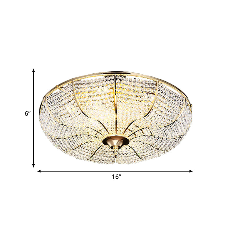 LED Beaded Flush Mount Lamp Simple Style Gold Finish Crystal Ceiling Mounted Fixture for Living Room Clearhalo 'Ceiling Lights' 'Close To Ceiling Lights' 'Close to ceiling' 'Flush mount' Lighting' 787025