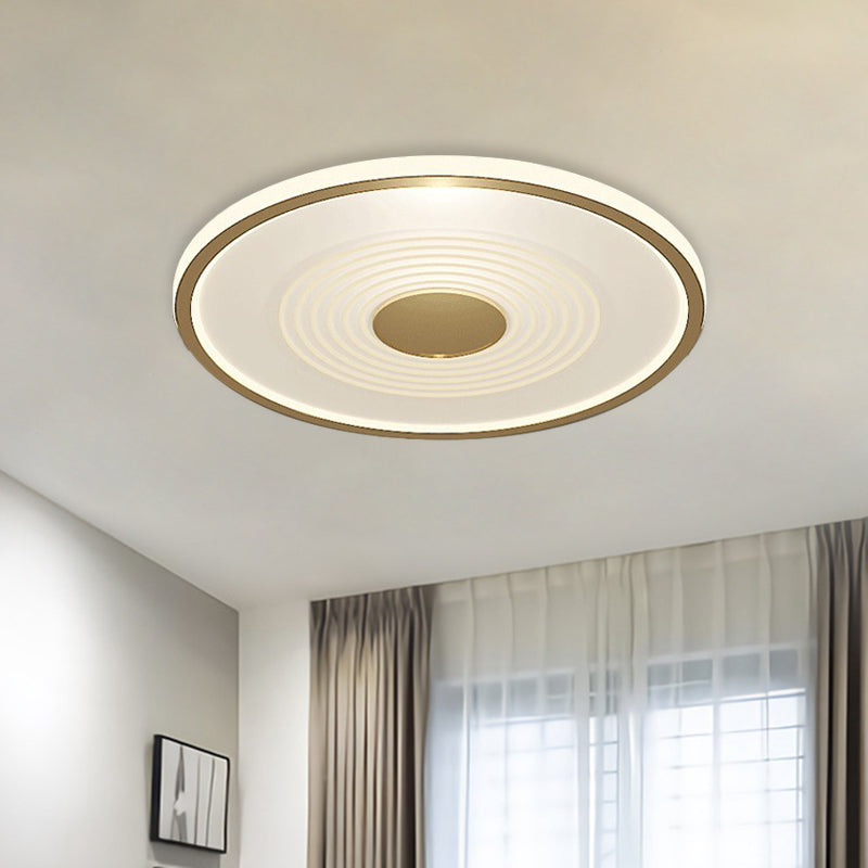 LED Bedroom Flush Lamp Minimalism White-Gold Flush Mount Fixture with Disc Acrylic Shade in White/Warm Light White-Gold Clearhalo 'Ceiling Lights' 'Close To Ceiling Lights' 'Close to ceiling' 'Flush mount' Lighting' 787403