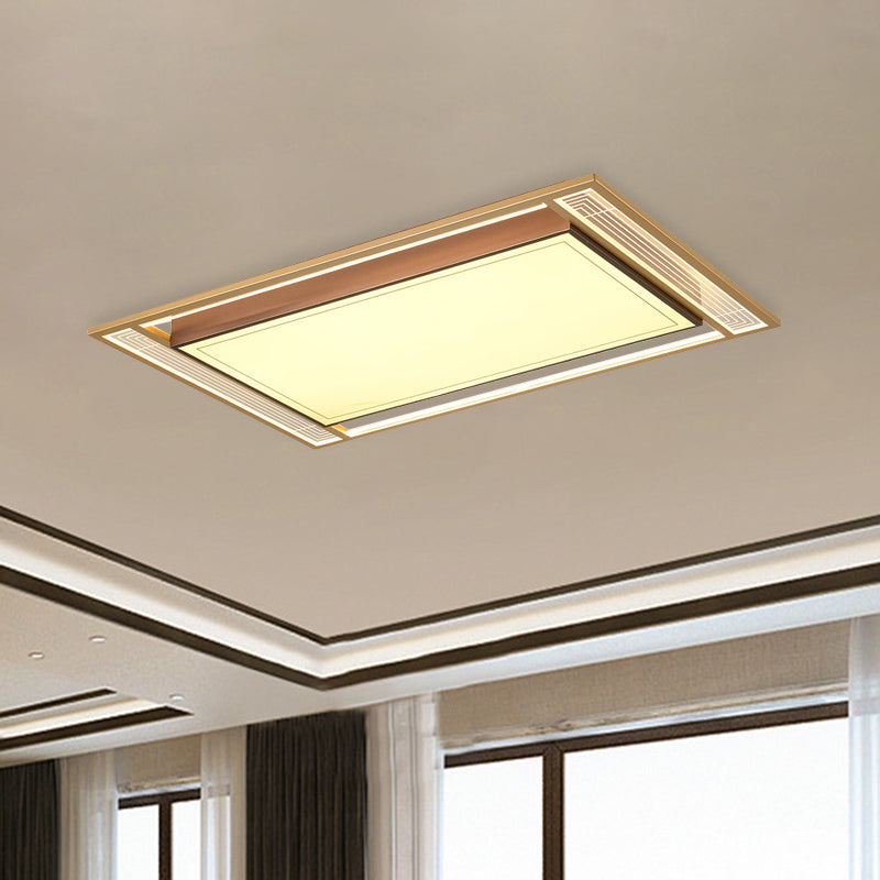 Brown Square/Rectangle Flush Mount Modernist LED Metallic Flush Ceiling Light Fixture, 21"/39" Length Brown 39" Clearhalo 'Ceiling Lights' 'Close To Ceiling Lights' 'Close to ceiling' 'Flush mount' Lighting' 787596