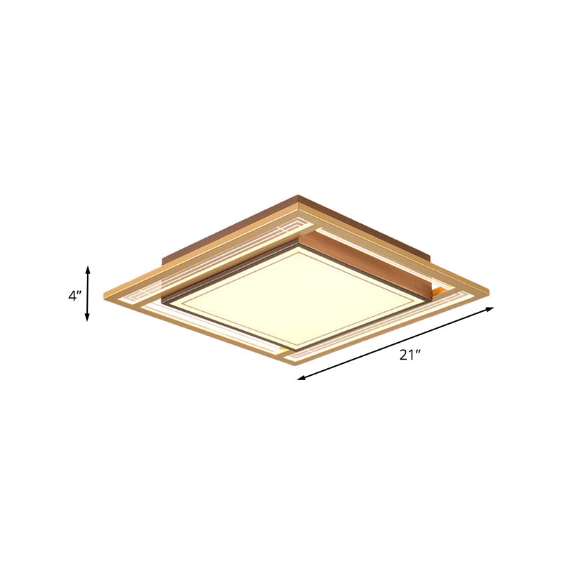 Brown Square/Rectangle Flush Mount Modernist LED Metallic Flush Ceiling Light Fixture, 21"/39" Length Clearhalo 'Ceiling Lights' 'Close To Ceiling Lights' 'Close to ceiling' 'Flush mount' Lighting' 787604