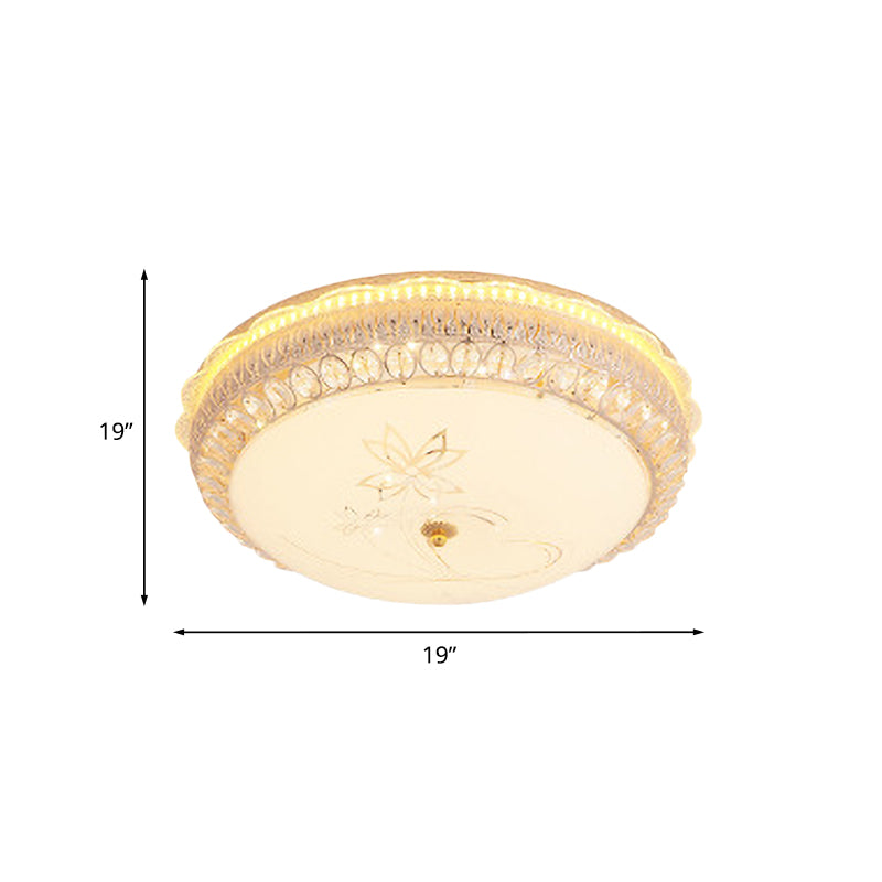 Classic Bowl Flush Mount Light Crystal Embedded LED Close to Ceiling Lighting Fixture in Gold Clearhalo 'Ceiling Lights' 'Close To Ceiling Lights' 'Close to ceiling' 'Flush mount' Lighting' 787688