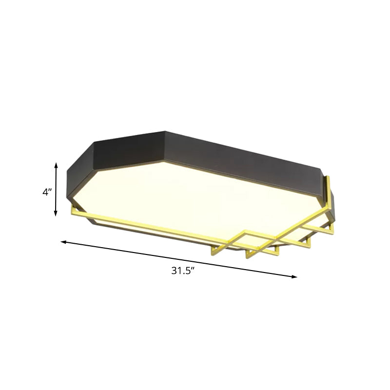 Black-Gold Geometric Ceiling Mounted Light Modern 23.5"/31.5" Long LED Metal Flushmount Lamp Clearhalo 'Ceiling Lights' 'Close To Ceiling Lights' 'Close to ceiling' 'Flush mount' Lighting' 788031