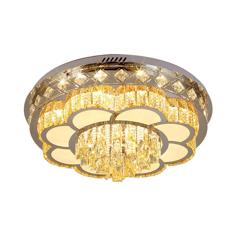 Faceted Cut Crystal Tiers Ceiling Flush Modernist Living Room LED Flush Mount Light in Chrome Clearhalo 'Ceiling Lights' 'Close To Ceiling Lights' 'Close to ceiling' 'Flush mount' Lighting' 790581