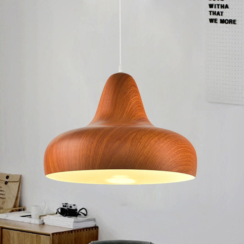 1-Light Hanging Light Fixture Warehouse Onion Aluminum Drop Pendant in White/Coffee/Wood for Dining Room Red Brown Clearhalo 'Art Deco Pendants' 'Cast Iron' 'Ceiling Lights' 'Ceramic' 'Crystal' 'Industrial Pendants' 'Industrial' 'Metal' 'Middle Century Pendants' 'Pendant Lights' 'Pendants' 'Tiffany' Lighting' 790856