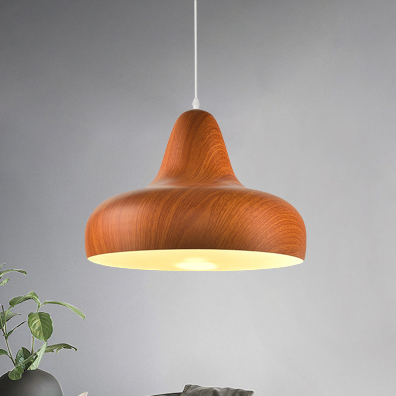 1-Light Hanging Light Fixture Warehouse Onion Aluminum Drop Pendant in White/Coffee/Wood for Dining Room Clearhalo 'Art Deco Pendants' 'Cast Iron' 'Ceiling Lights' 'Ceramic' 'Crystal' 'Industrial Pendants' 'Industrial' 'Metal' 'Middle Century Pendants' 'Pendant Lights' 'Pendants' 'Tiffany' Lighting' 790857