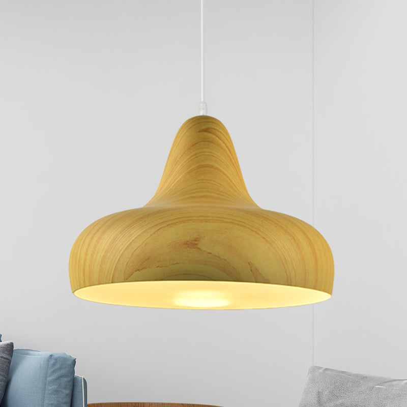 1-Light Hanging Light Fixture Warehouse Onion Aluminum Drop Pendant in White/Coffee/Wood for Dining Room Wood Clearhalo 'Art Deco Pendants' 'Cast Iron' 'Ceiling Lights' 'Ceramic' 'Crystal' 'Industrial Pendants' 'Industrial' 'Metal' 'Middle Century Pendants' 'Pendant Lights' 'Pendants' 'Tiffany' Lighting' 790860