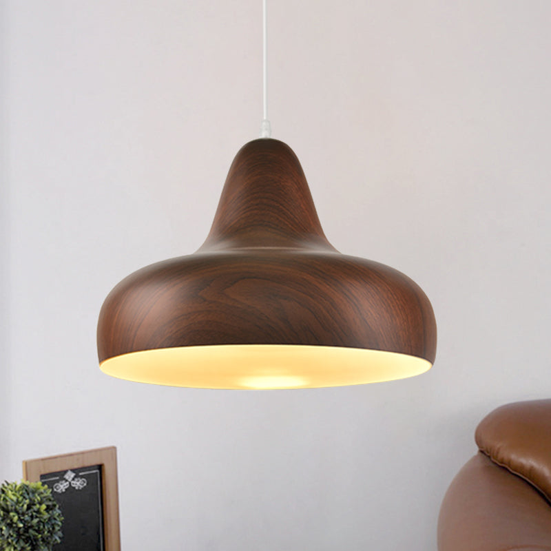 1-Light Hanging Light Fixture Warehouse Onion Aluminum Drop Pendant in White/Coffee/Wood for Dining Room Coffee Clearhalo 'Art Deco Pendants' 'Cast Iron' 'Ceiling Lights' 'Ceramic' 'Crystal' 'Industrial Pendants' 'Industrial' 'Metal' 'Middle Century Pendants' 'Pendant Lights' 'Pendants' 'Tiffany' Lighting' 790864