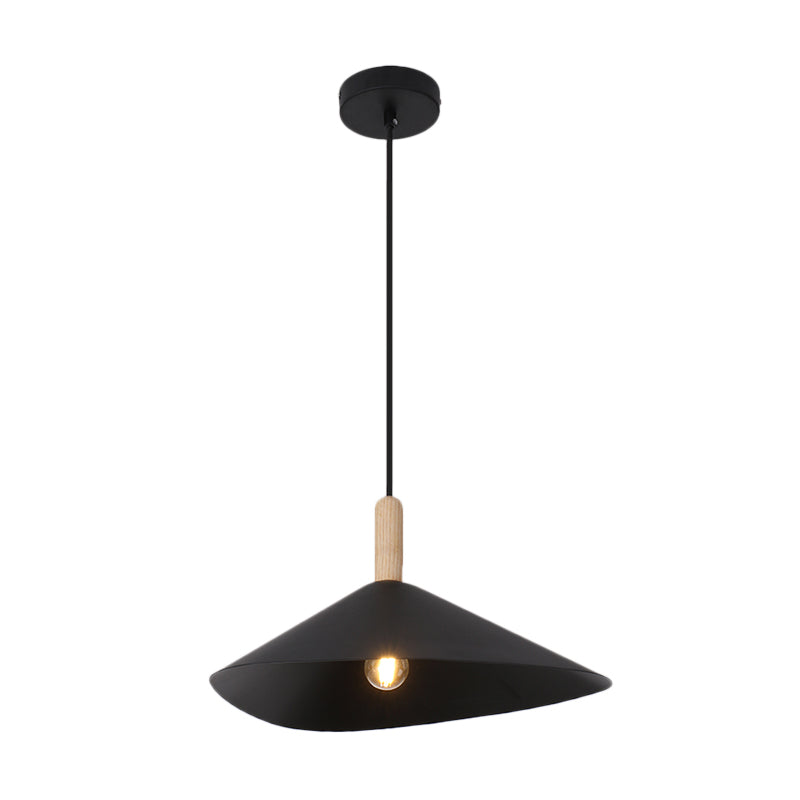 Pyramid Bedside Drop Pendant Vintage Iron 1 Head Black/White/Gold and Wood Ceiling Suspension Lamp Clearhalo 'Art Deco Pendants' 'Black' 'Cast Iron' 'Ceiling Lights' 'Ceramic' 'Crystal' 'Industrial Pendants' 'Industrial' 'Metal' 'Middle Century Pendants' 'Pendant Lights' 'Pendants' 'Rustic Pendants' 'Tiffany' Lighting' 791494
