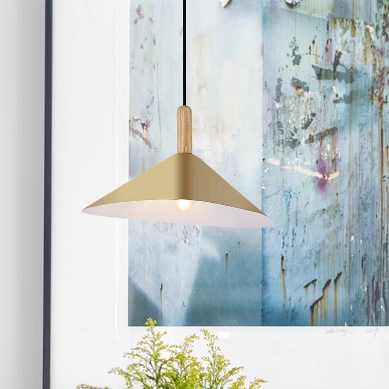 Pyramid Bedside Drop Pendant Vintage Iron 1 Head Black/White/Gold and Wood Ceiling Suspension Lamp Clearhalo 'Art Deco Pendants' 'Black' 'Cast Iron' 'Ceiling Lights' 'Ceramic' 'Crystal' 'Industrial Pendants' 'Industrial' 'Metal' 'Middle Century Pendants' 'Pendant Lights' 'Pendants' 'Rustic Pendants' 'Tiffany' Lighting' 791502