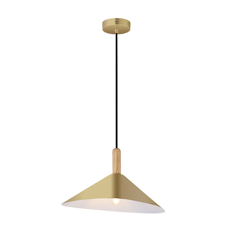 Pyramid Bedside Drop Pendant Vintage Iron 1 Head Black/White/Gold and Wood Ceiling Suspension Lamp Clearhalo 'Art Deco Pendants' 'Black' 'Cast Iron' 'Ceiling Lights' 'Ceramic' 'Crystal' 'Industrial Pendants' 'Industrial' 'Metal' 'Middle Century Pendants' 'Pendant Lights' 'Pendants' 'Rustic Pendants' 'Tiffany' Lighting' 791503
