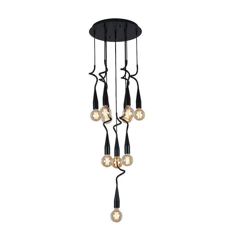 3/10-Head Cascading Hanging Lamp Industrial Style Black Iron Multi Light Pendant with Open Bulb Design Clearhalo 'Art Deco Pendants' 'Black' 'Cast Iron' 'Ceiling Lights' 'Ceramic' 'Crystal' 'Industrial Pendants' 'Industrial' 'Metal' 'Middle Century Pendants' 'Pendant Lights' 'Pendants' 'Rustic Pendants' 'Tiffany' Lighting' 791651