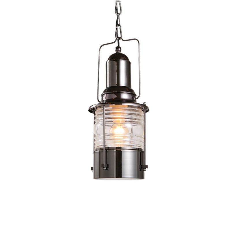 Chrome 1-Bulb Pendant Lamp Industrial Clear Ribbed Glass Cylinder Hanging Ceiling Light Clearhalo 'Art Deco Pendants' 'Cast Iron' 'Ceiling Lights' 'Ceramic' 'Crystal' 'Industrial Pendants' 'Industrial' 'Metal' 'Middle Century Pendants' 'Pendant Lights' 'Pendants' 'Tiffany' Lighting' 791749