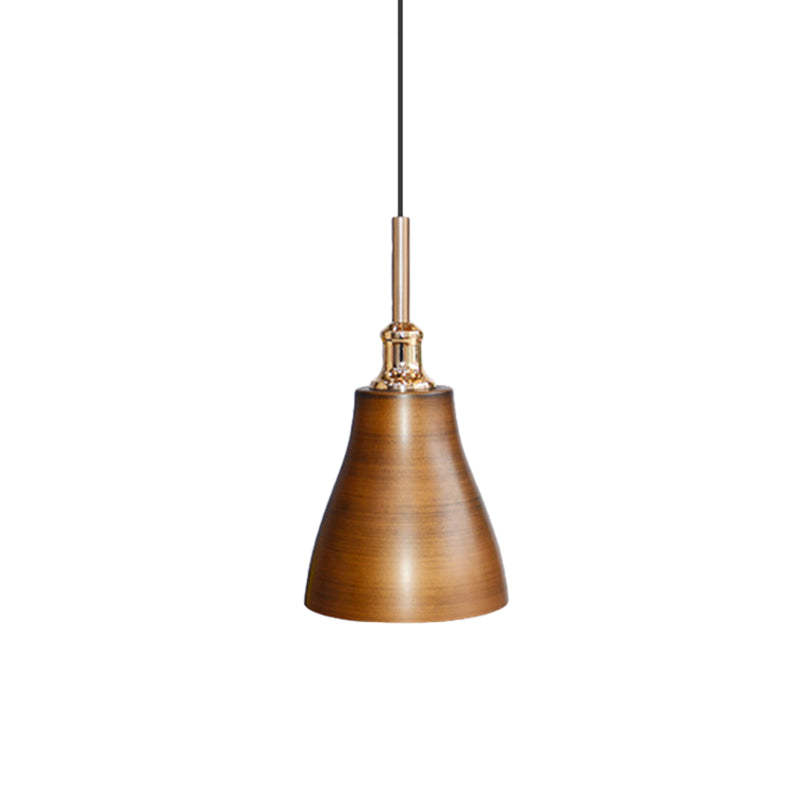 Cone/Bowl Dining Room Pendant Lighting Vintage Metallic 6"/11" Wide 1-Light Brown Finish Hanging Ceiling Light Clearhalo 'Art Deco Pendants' 'Cast Iron' 'Ceiling Lights' 'Ceramic' 'Crystal' 'Industrial Pendants' 'Industrial' 'Metal' 'Middle Century Pendants' 'Pendant Lights' 'Pendants' 'Tiffany' Lighting' 791820