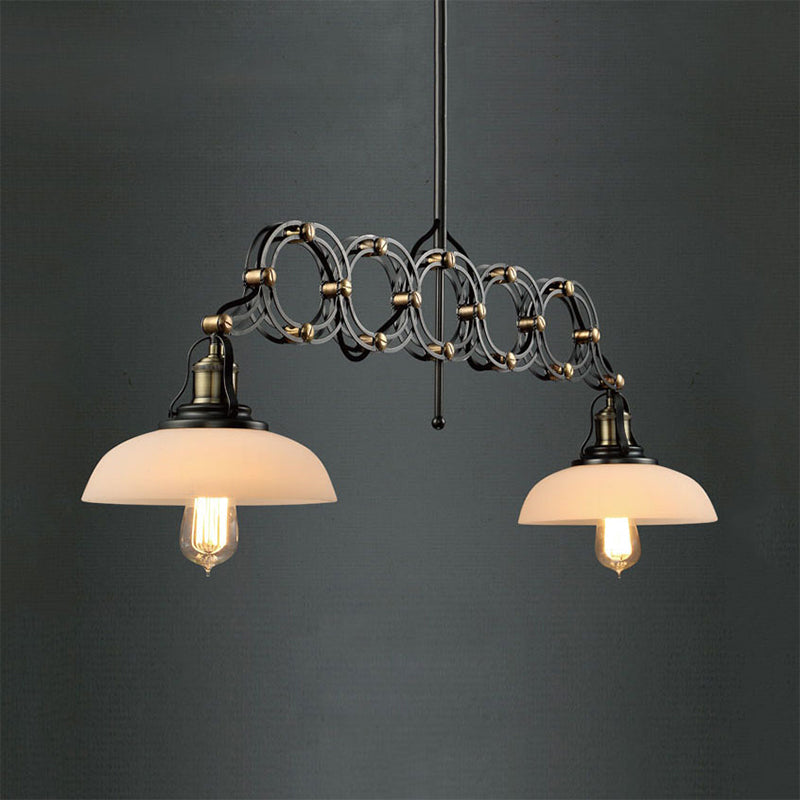 Adjustable Dome Kitchen Island Pendant Light Industrial Opal Glass 2 Lights Brass Hanging Lamp Kit Clearhalo 'Ceiling Lights' 'Glass shade' 'Glass' 'Island Lights' 'Pendant Lights' Lighting' 796981